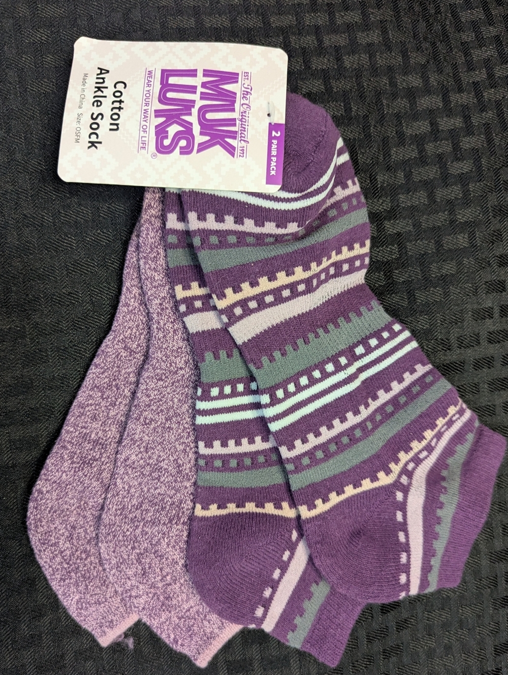 Shades Of Purple Muk Luks Ankle Sock 2-Pack.